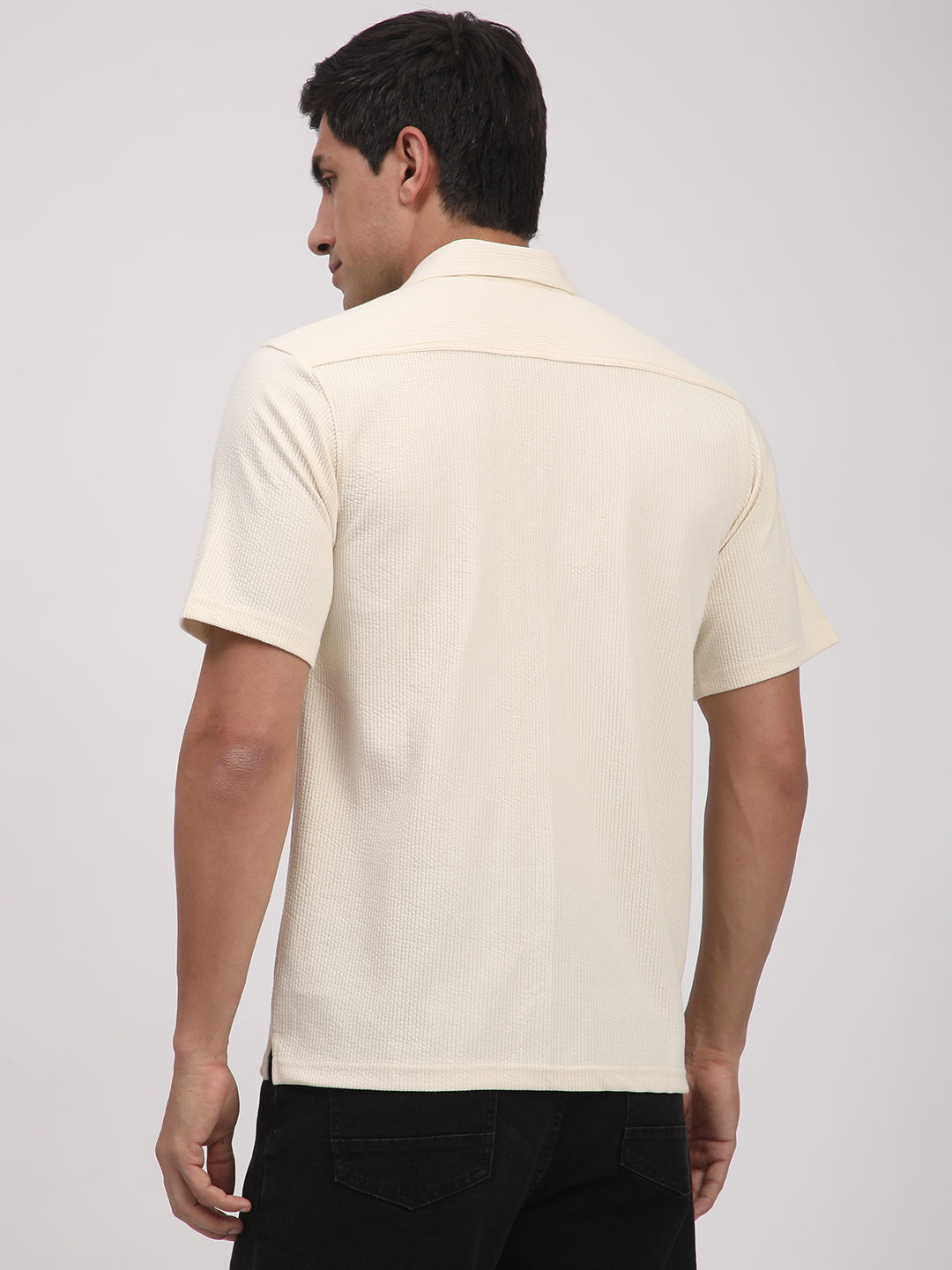 Regular Fit Corduroy Textured Shirt.(Off-White)