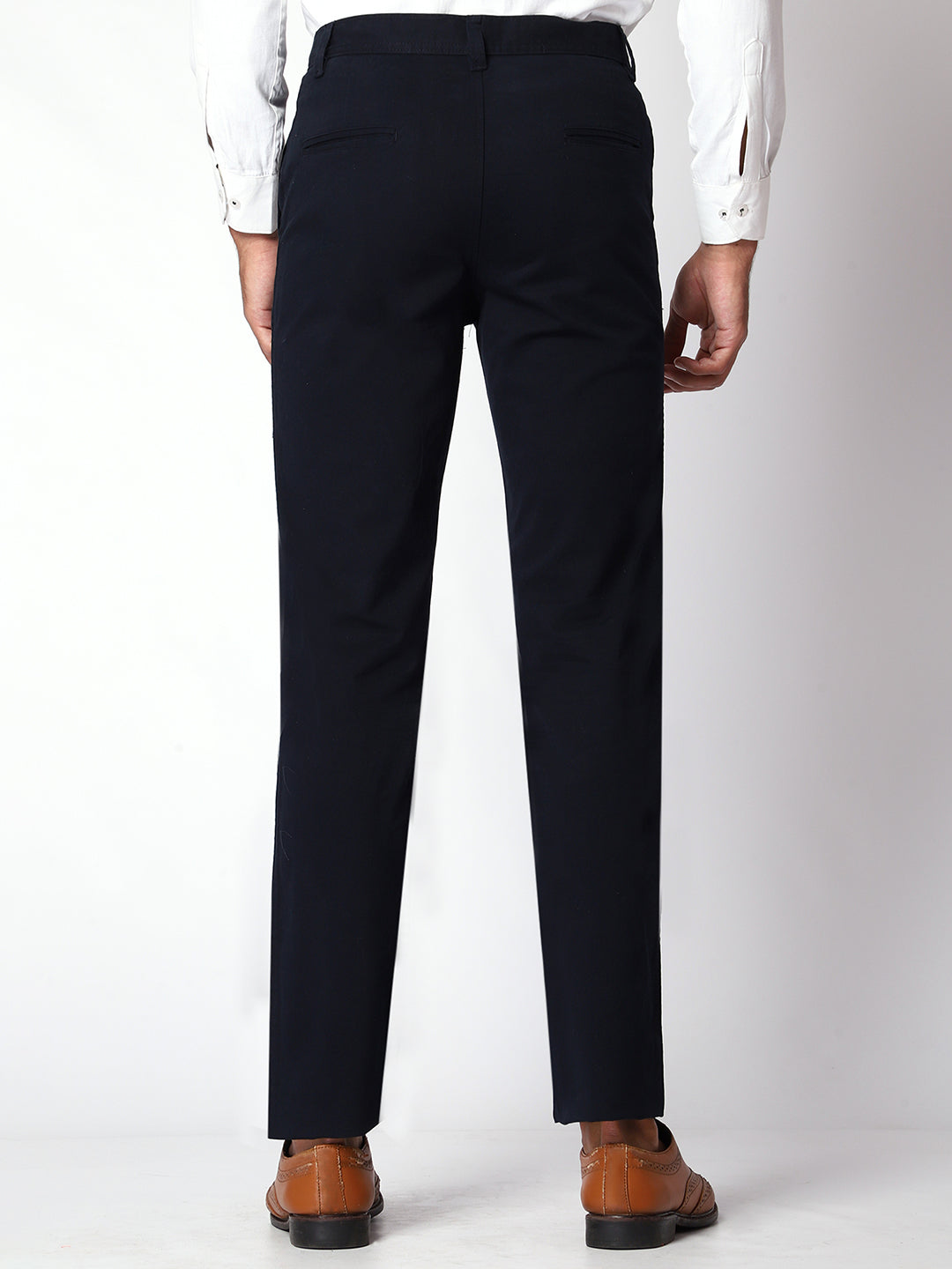 Navy Blue Casual Chinos For Men.