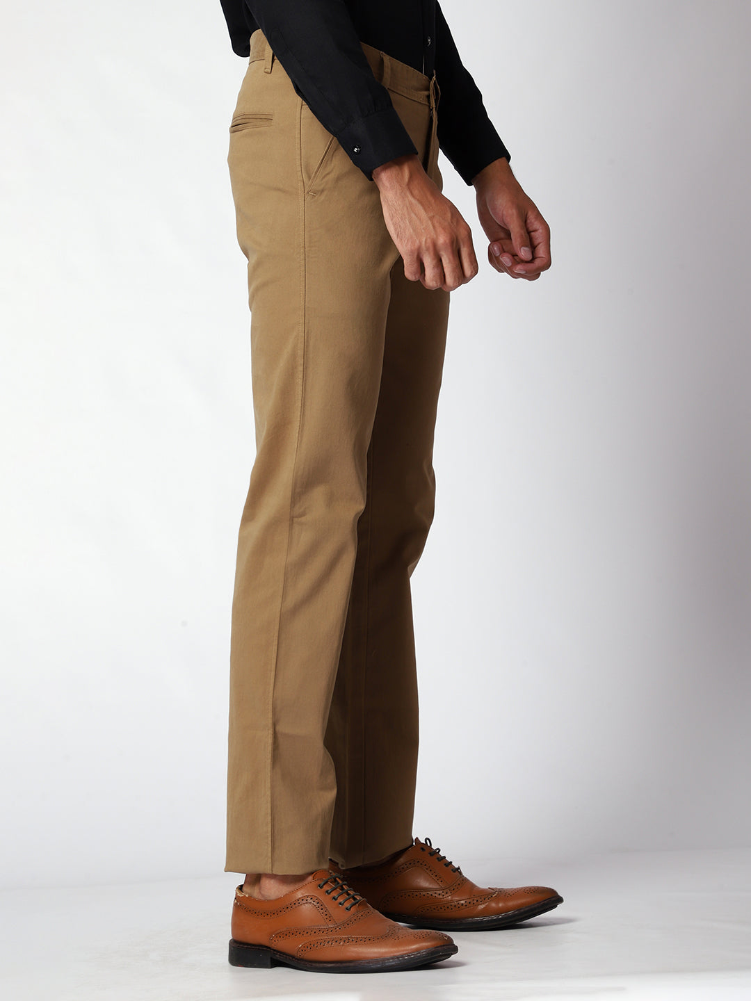 Khakhi Casual Chinos For Men.