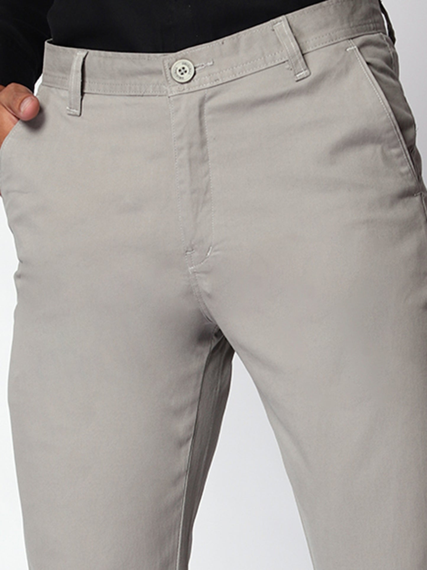 Grey Casual Chinos For Men.