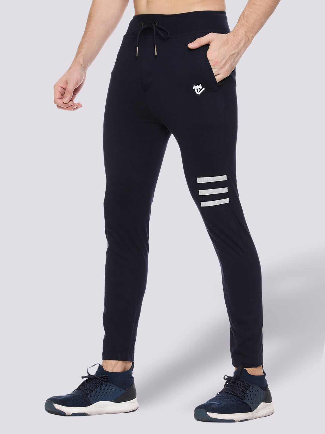 Blue Cotton Track Pant For Men