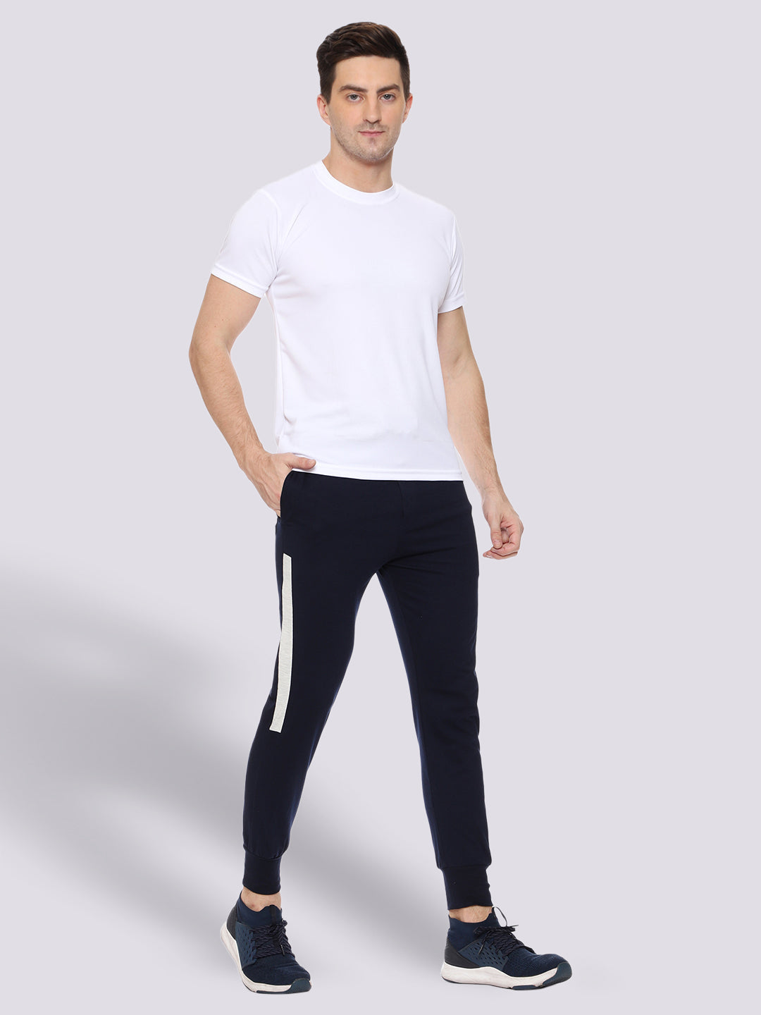 Navy Blue Close Bottom Cotton Track Pant for Men