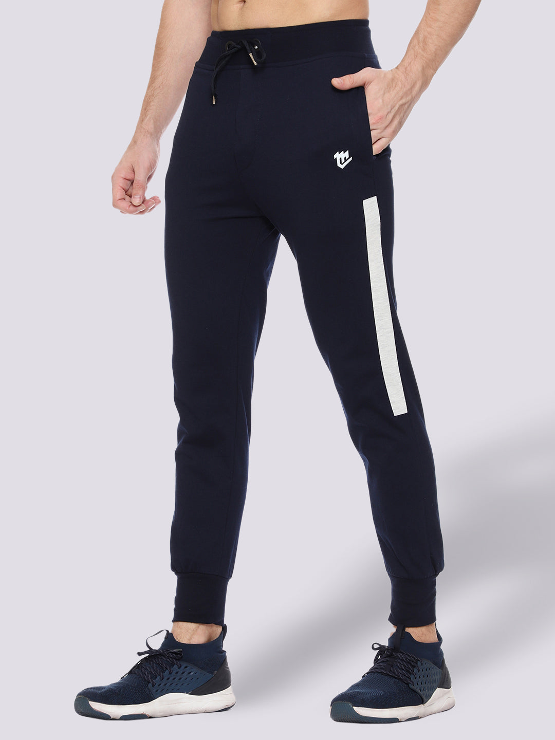 Navy Blue Close Bottom Cotton Track Pant for Men