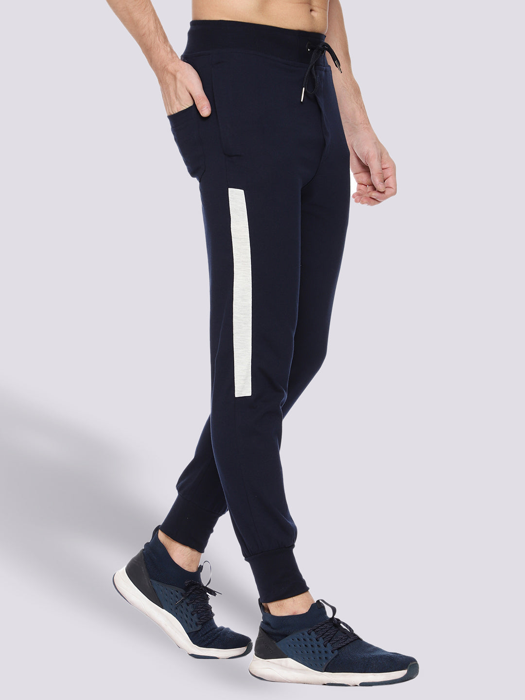 Navy Blue Close Bottom Cotton Track Pant for Men