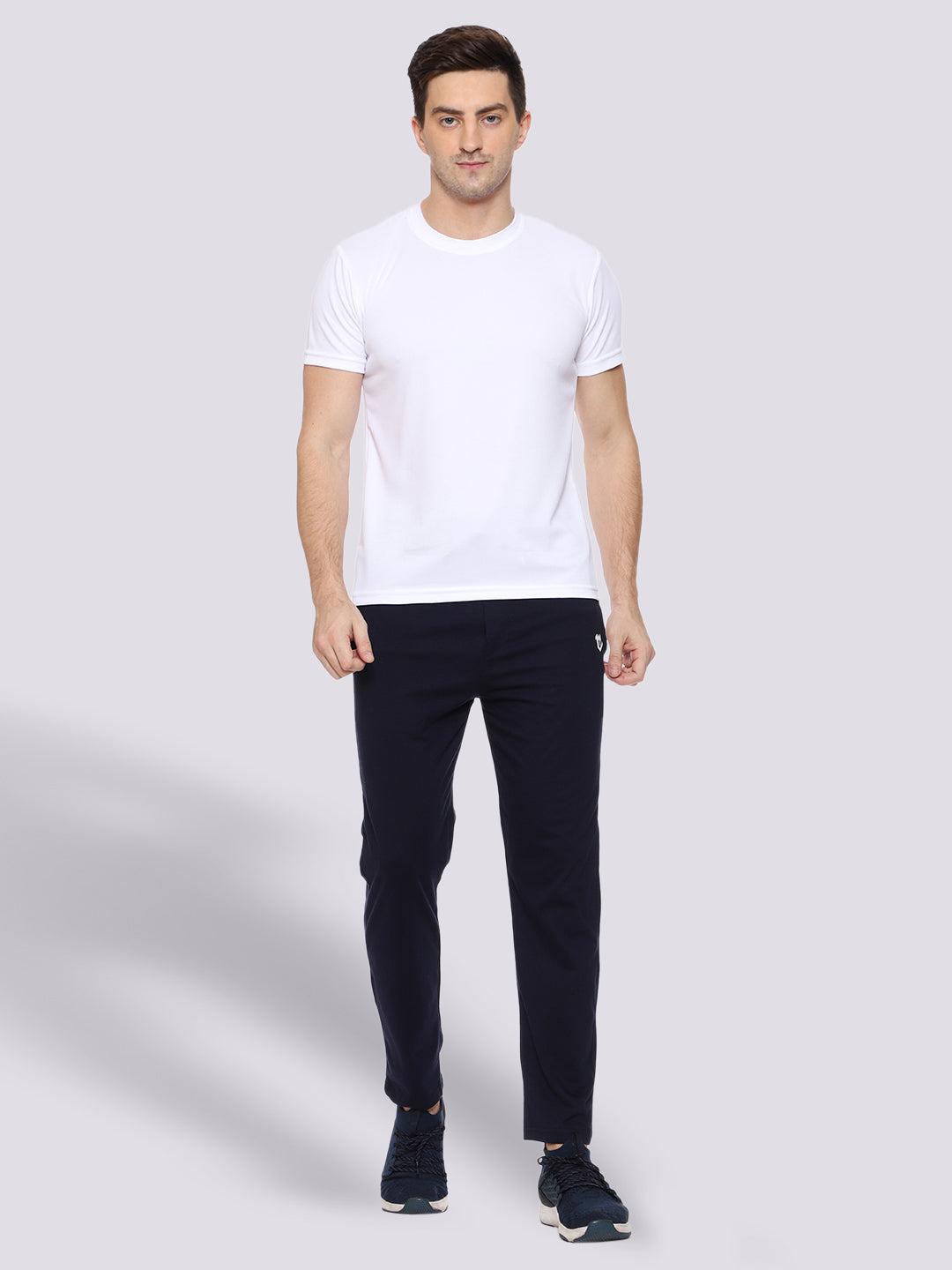 Blue Color-Blocked Cotton Track Pant for Men.