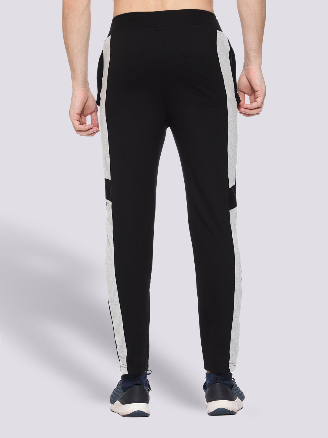 Black Side Stripe Cotton Track Pant for Men