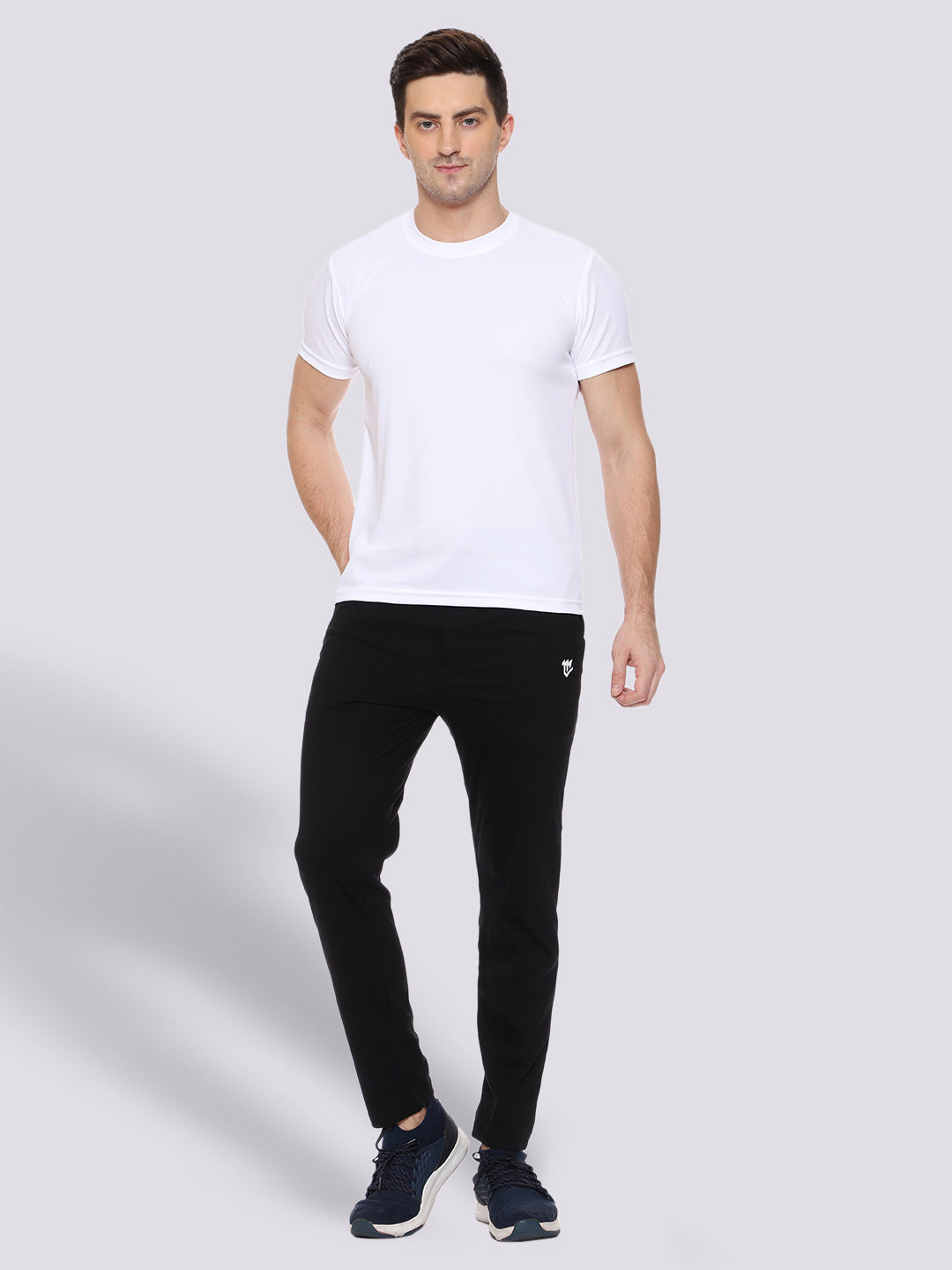 Side Stripe Black Cotton Track Pant for Men