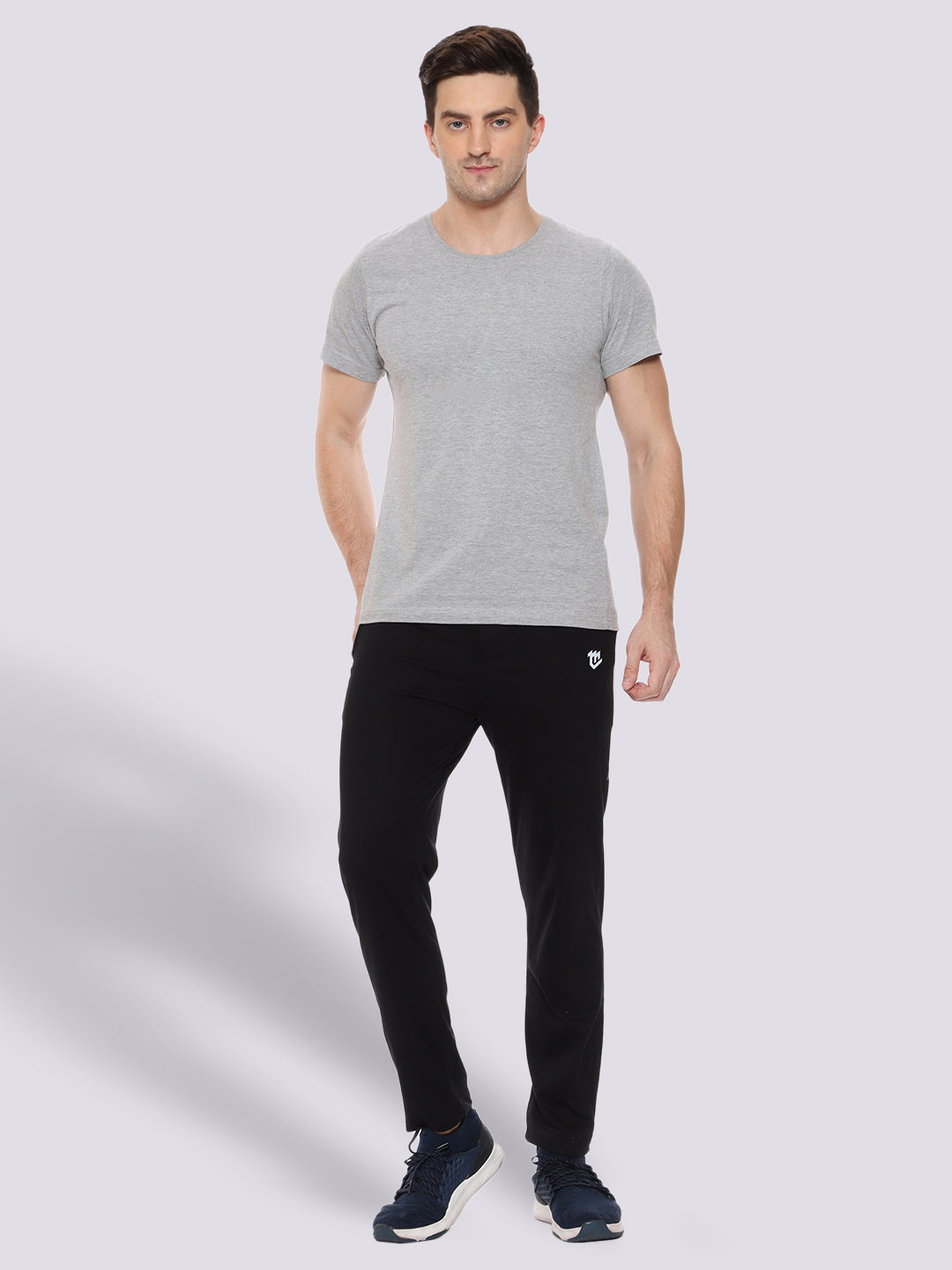 Black Color-Blocked Cotton Track Pant for Men.