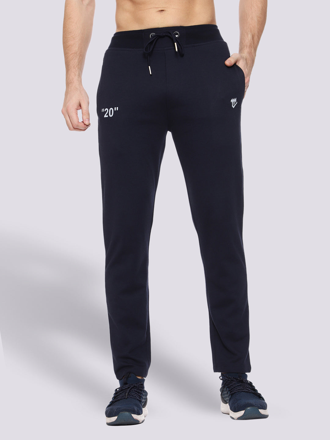 Navy Blue Reflector Cotton Track Pant For Men