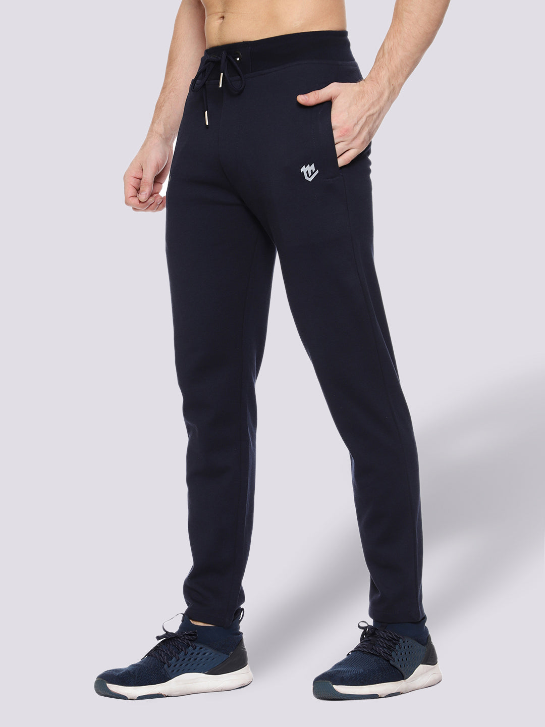 Navy Blue Reflector Cotton Track Pant For Men