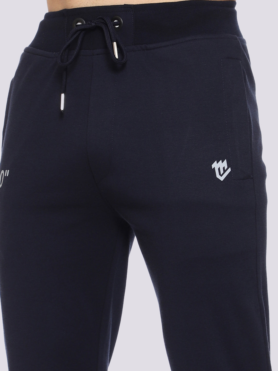 Navy Blue Reflector Cotton Track Pant For Men