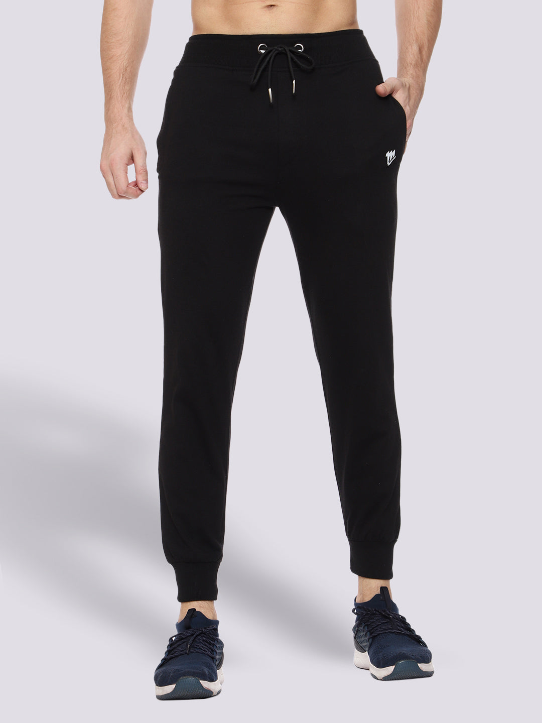 Side Stripe Black Cotton Track Pant for Men.