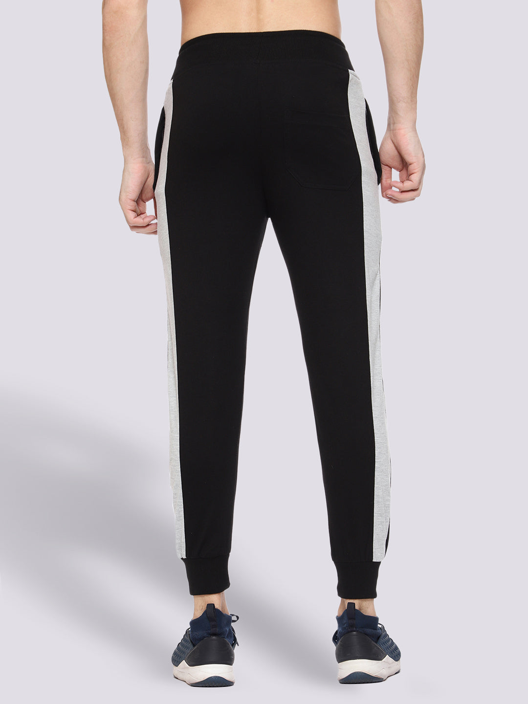 Side Stripe Black Cotton Track Pant for Men.