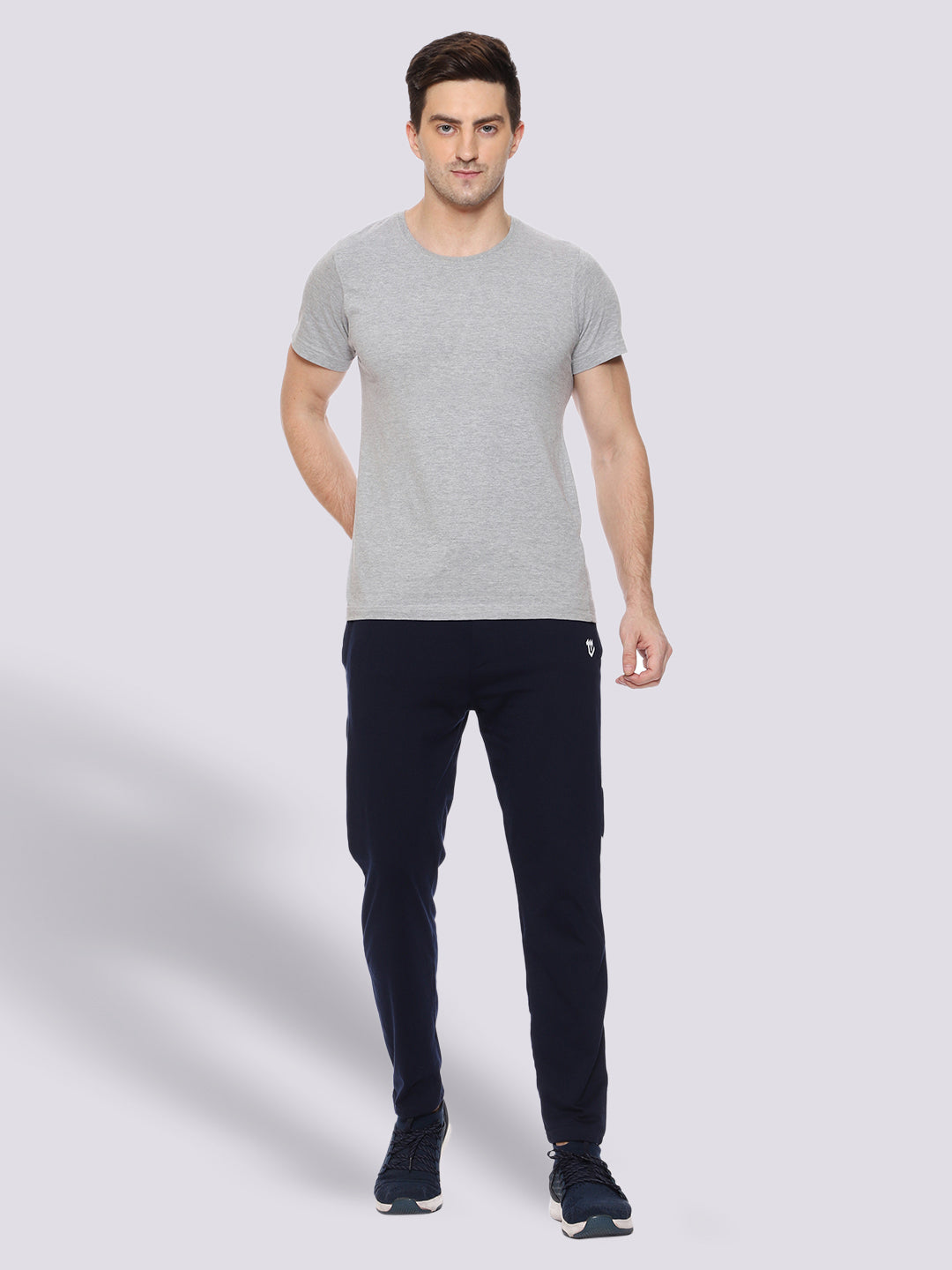 Navy Blue Side Stripe Cotton Track Pant for Men