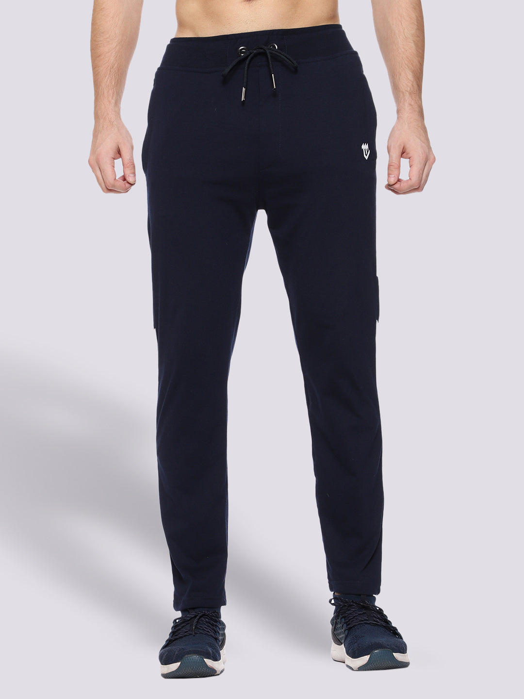 Navy Blue Side Stripe Cotton Track Pant for Men