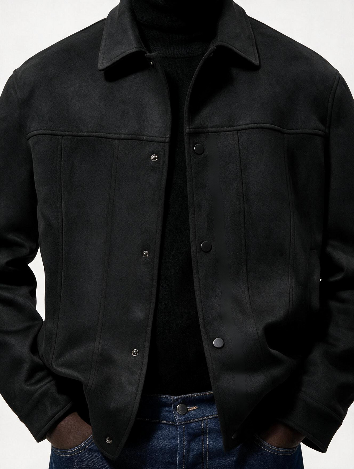 Suede Snap Jacket (Black)