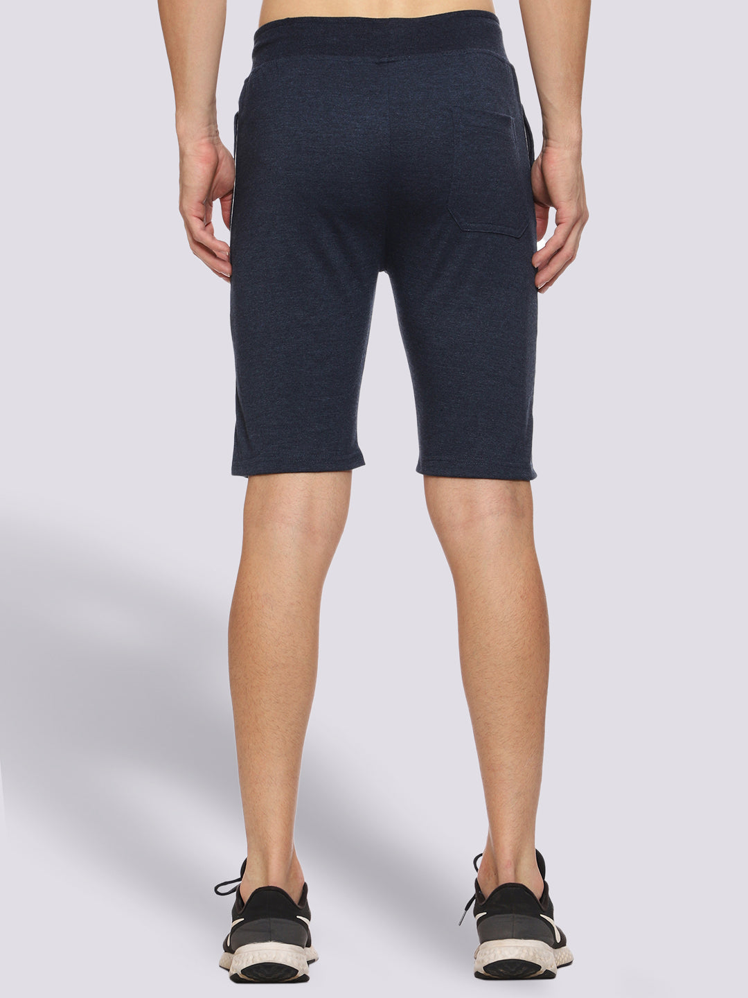 Side Piping Melange Blue Shorts For Men