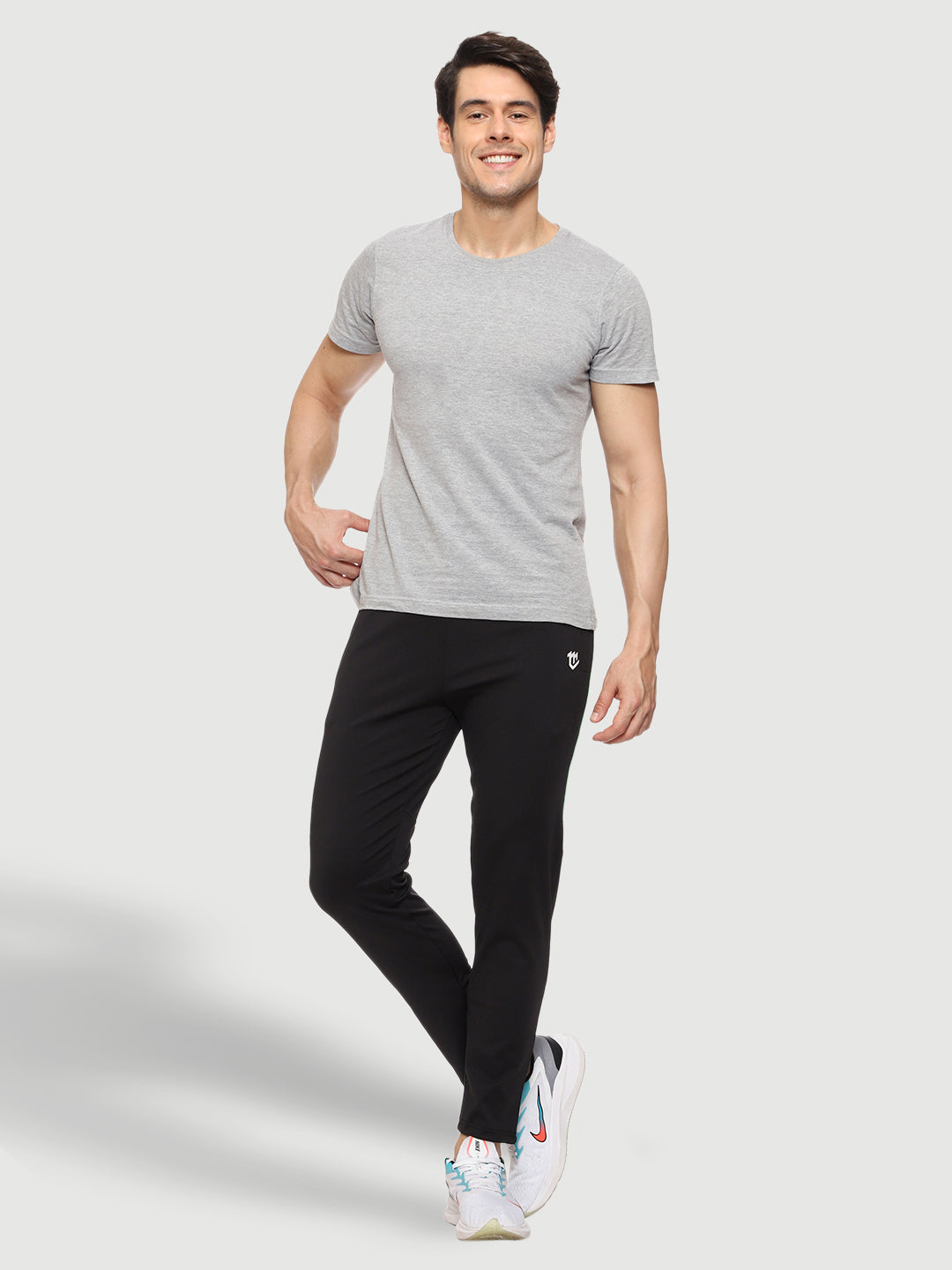 Rapid Dry Black Solid Stripe Track Pant for Men