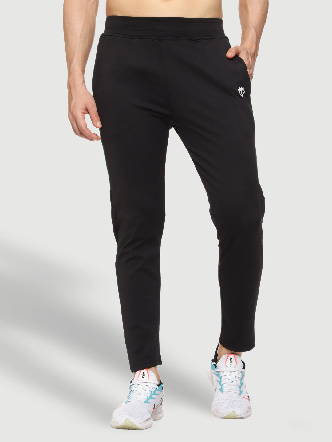 Rapid Dry Black Solid Stripe Track Pant for Men