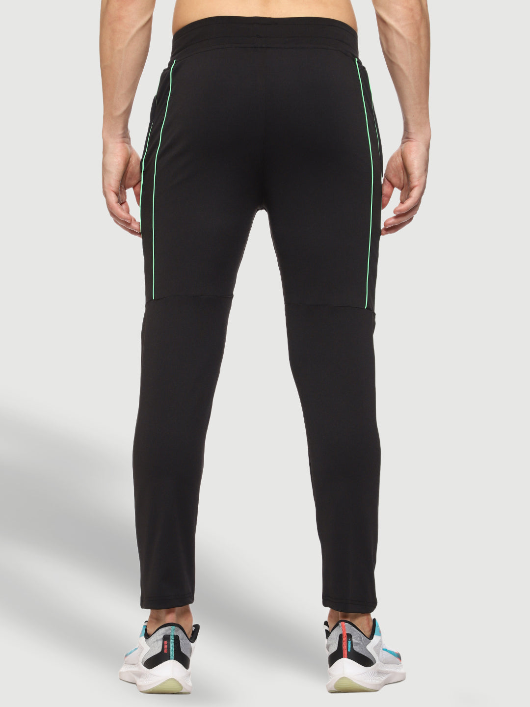 Rapid Dry Black Solid Stripe Track Pant for Men