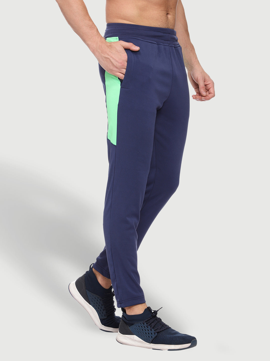 Rapid Dry Blue Color-Blocked Track Pant for Men