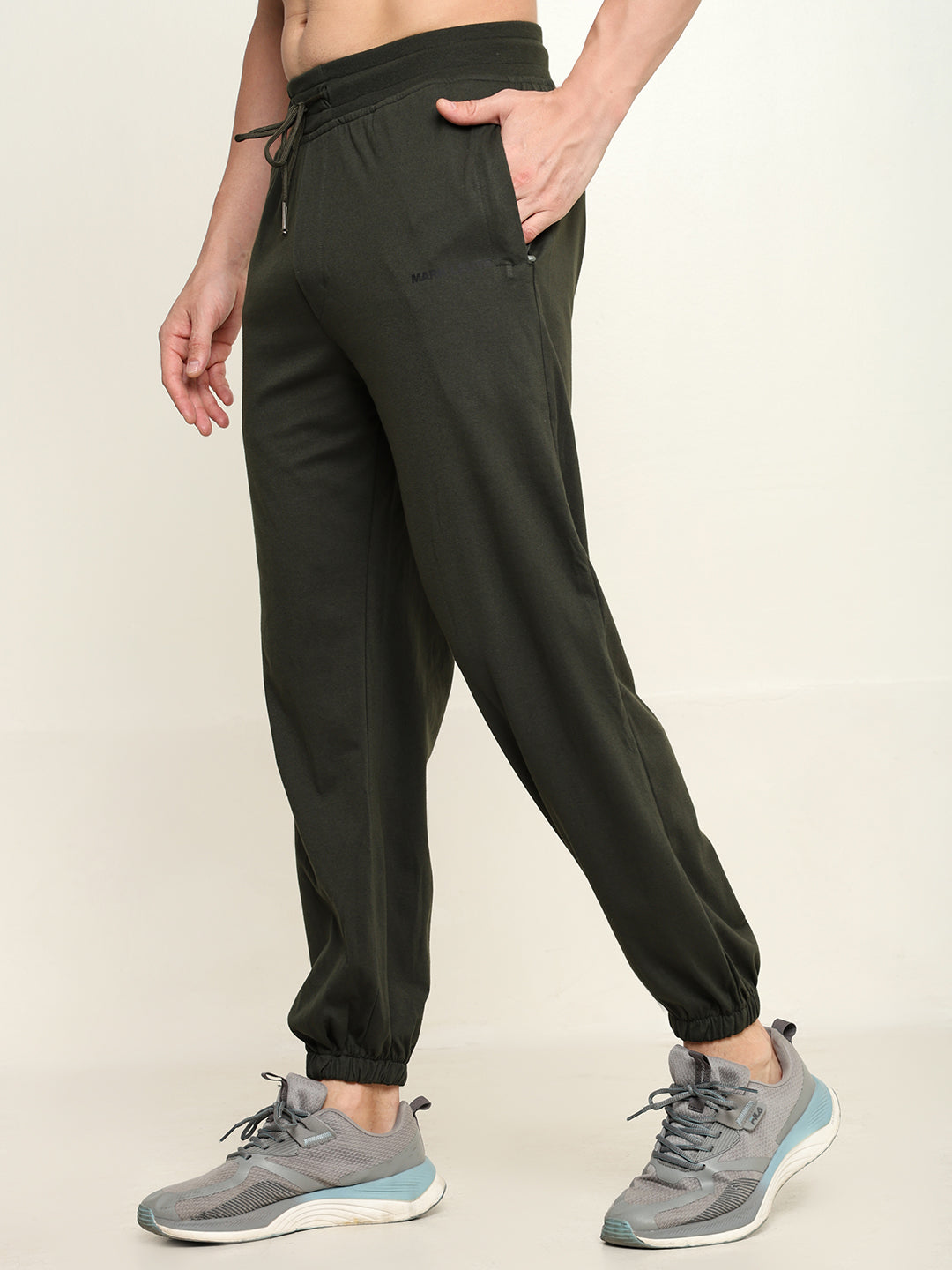 Breathable Loose Fit Cotton Track Pant for Men.(Olive Green)