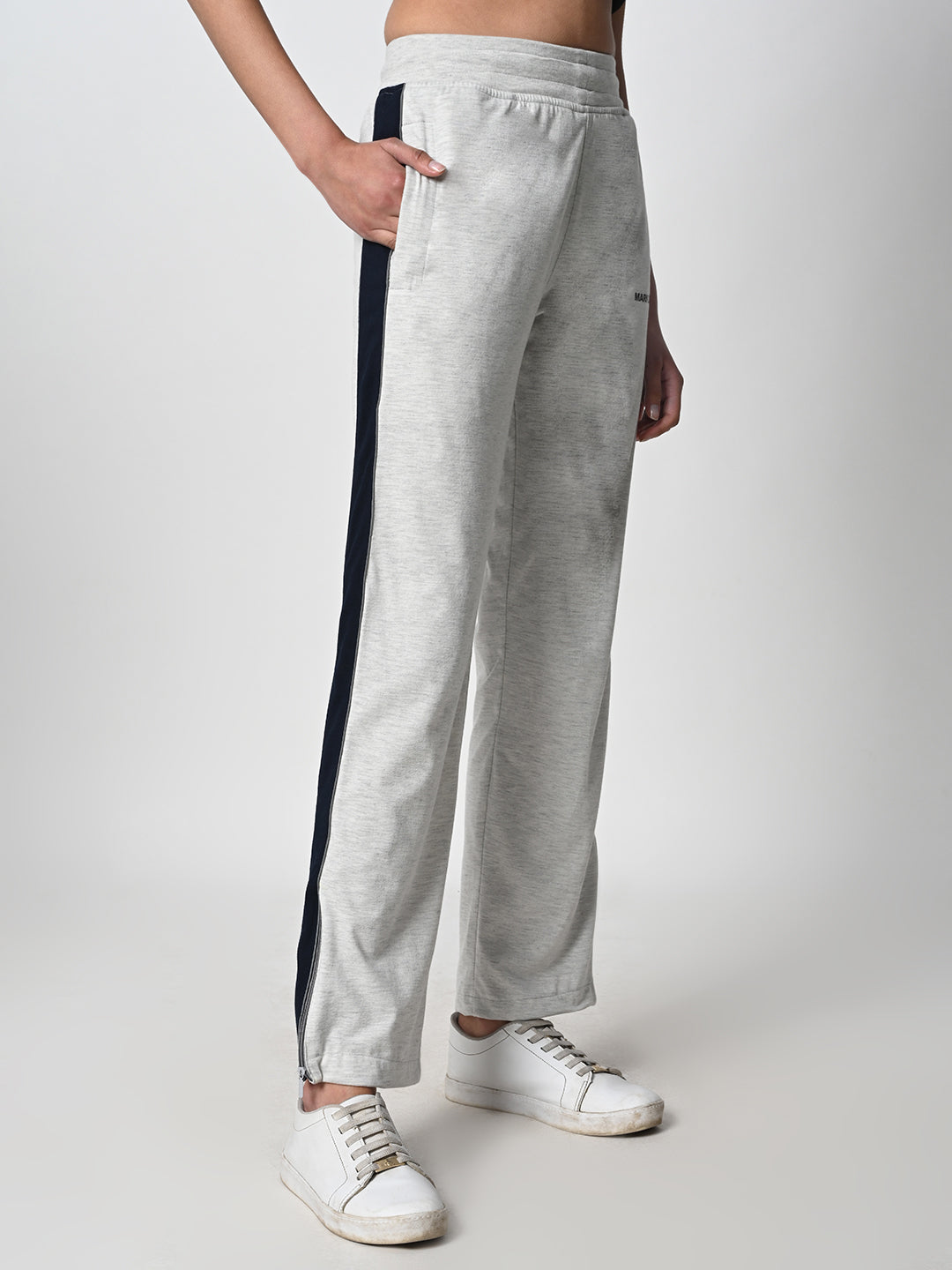 Reflective Side Stripe Cotton Track Pant for Women (0ff-White)