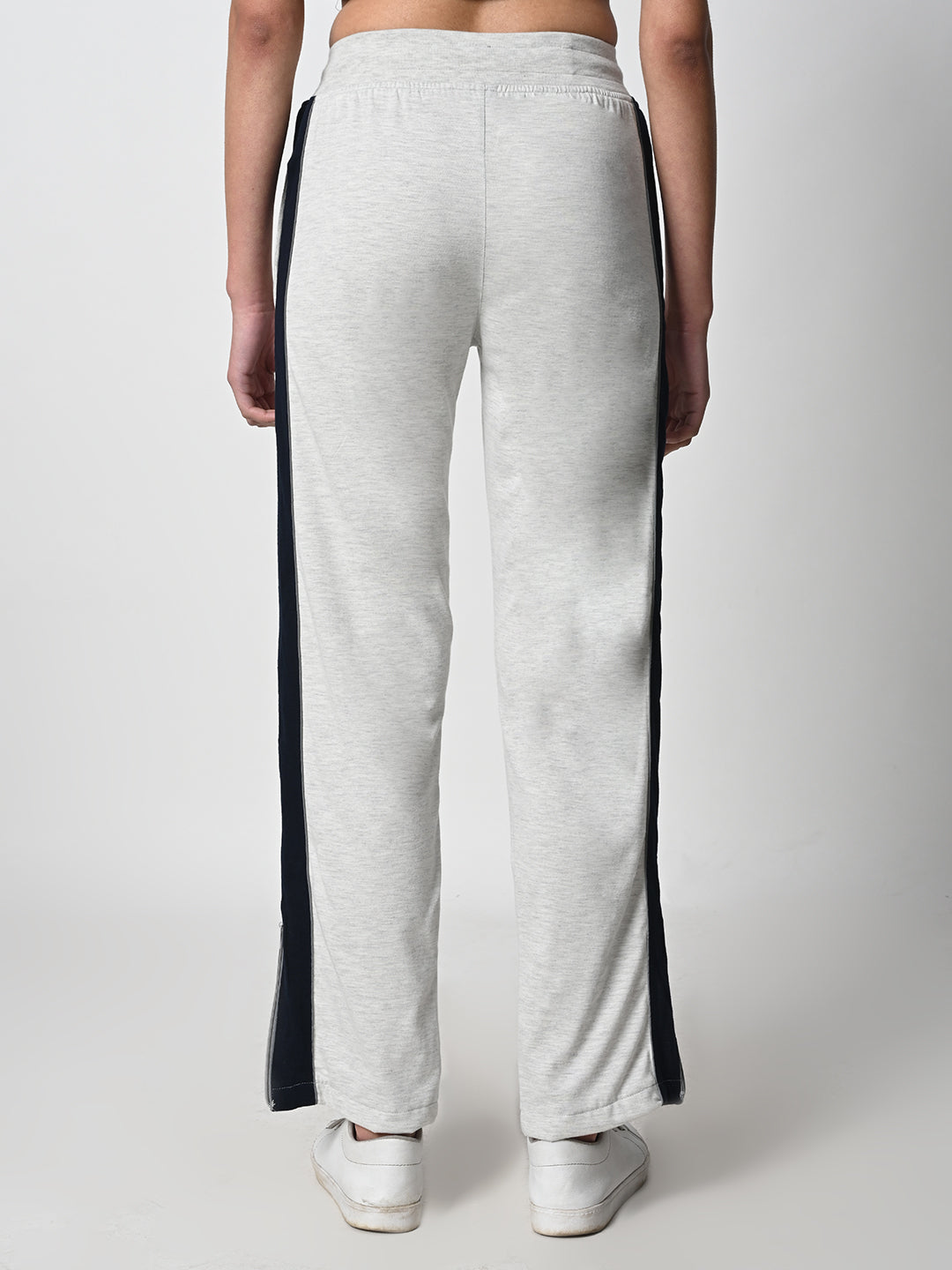 Reflective Side Stripe Cotton Track Pant for Women (0ff-White)