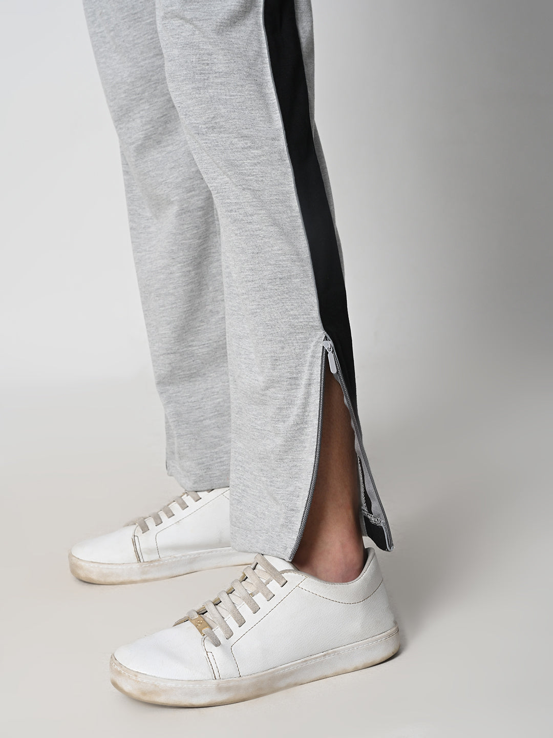 Reflective Side Stripe Cotton Track Pant for Women (Grey)