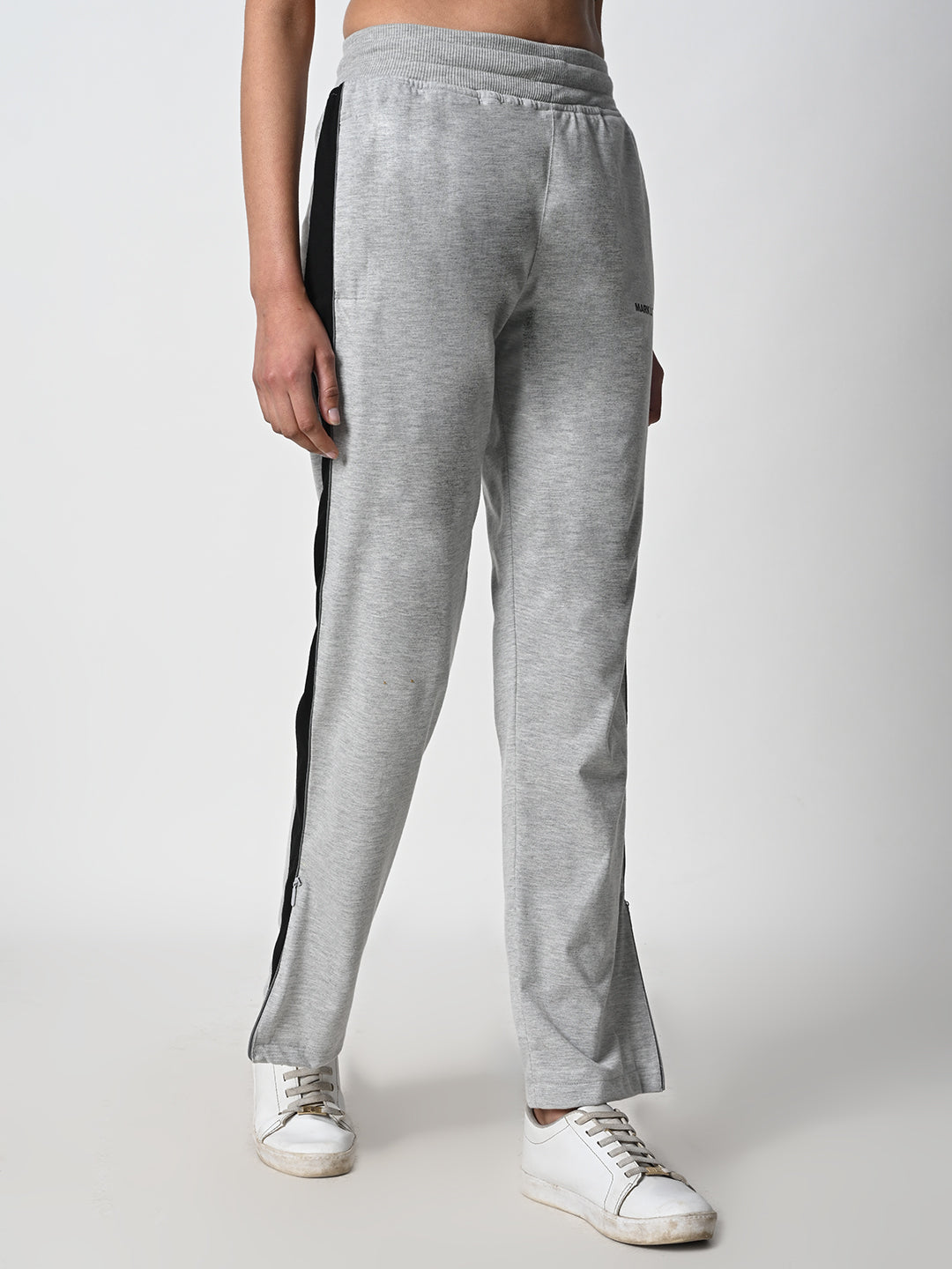 Reflective Side Stripe Cotton Track Pant for Women (Grey)