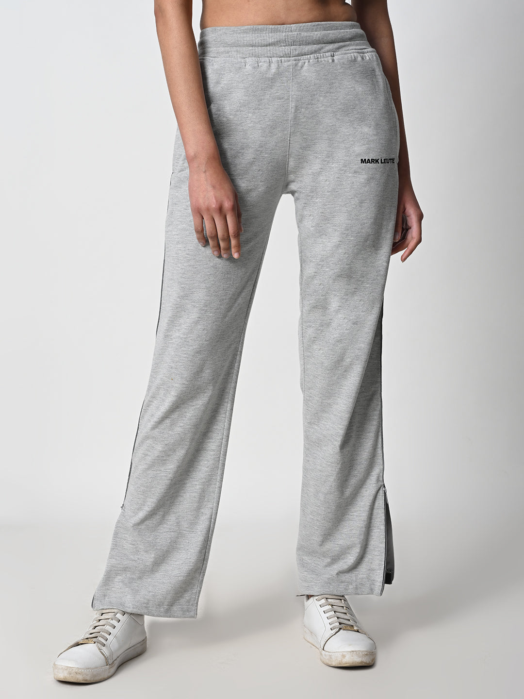 Reflective Side Stripe Cotton Track Pant for Women (Grey)