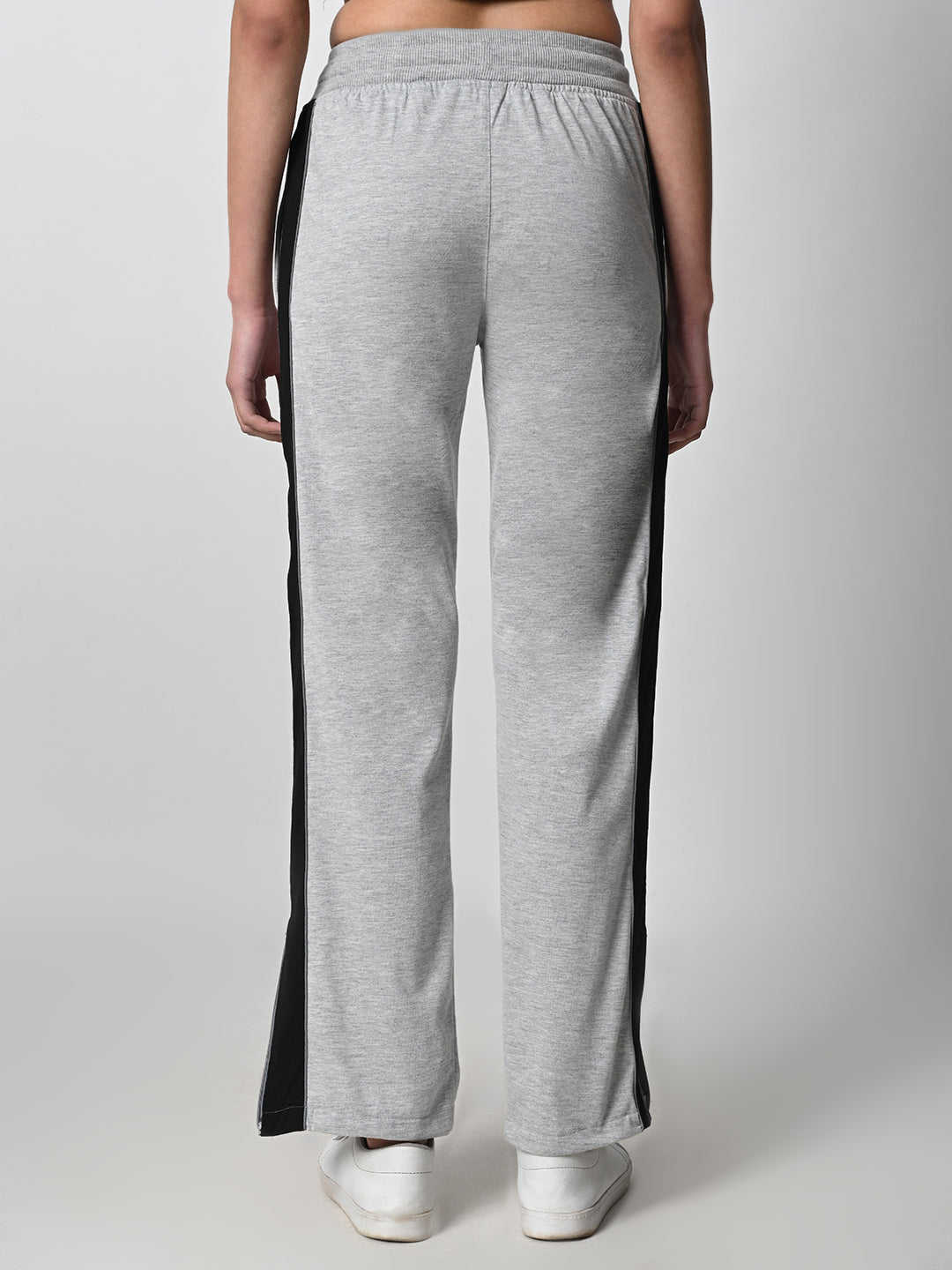 Reflective Side Stripe Cotton Track Pant for Women (Grey)