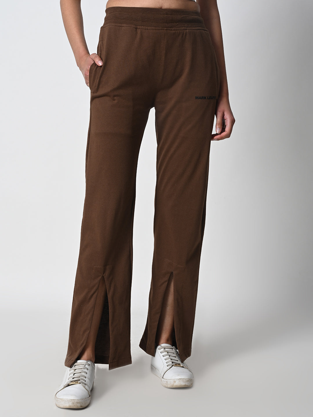 Front Slit Brown Track Pant for Women.
