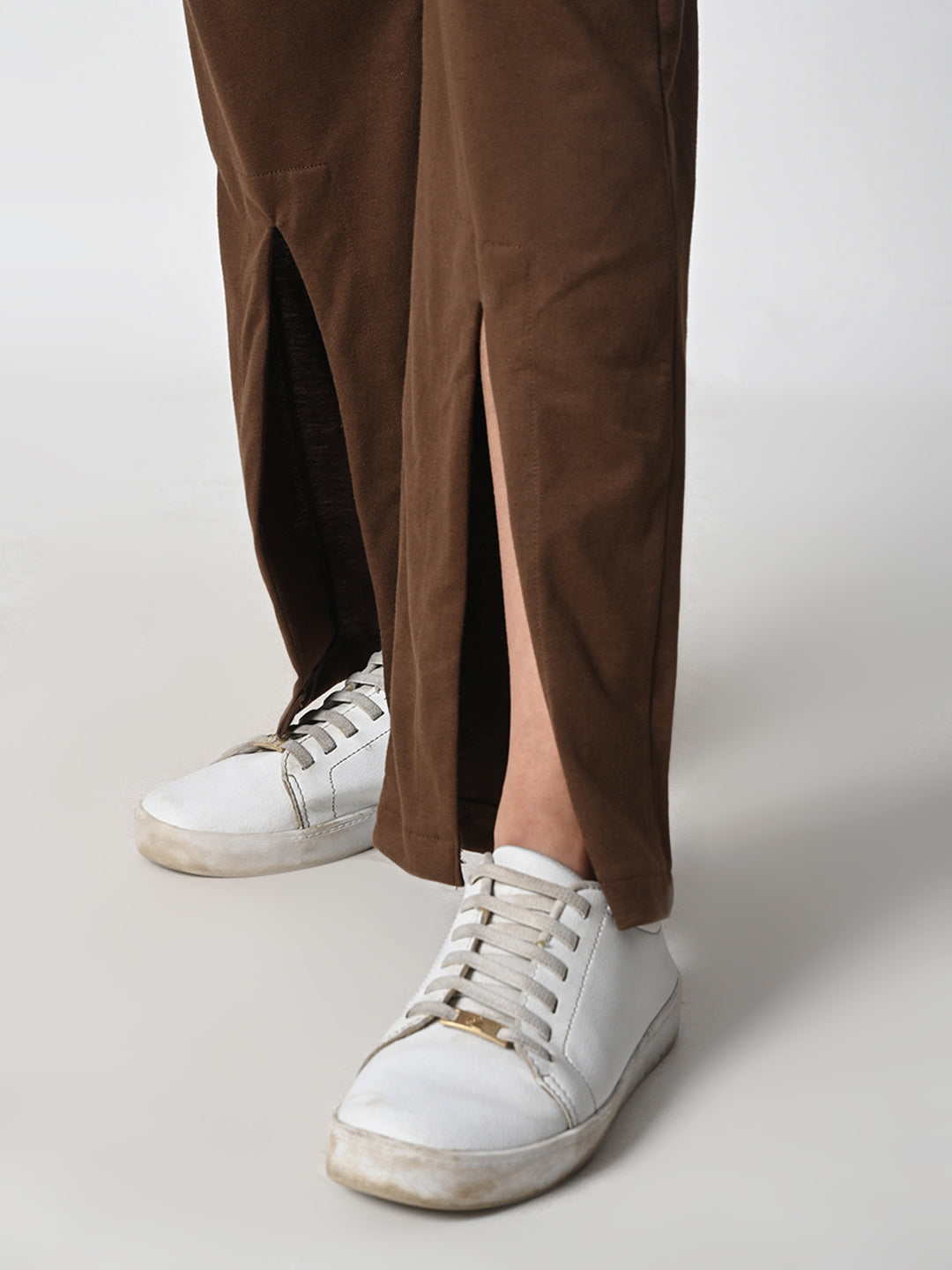 Front Slit Brown Track Pant for Women.
