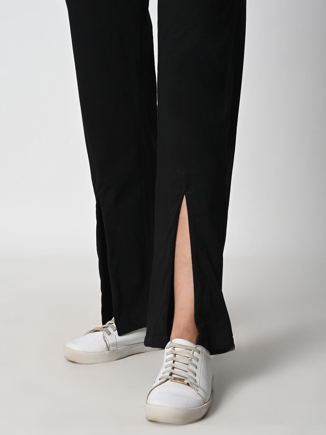 Front Slit Black Track Pant for Women.