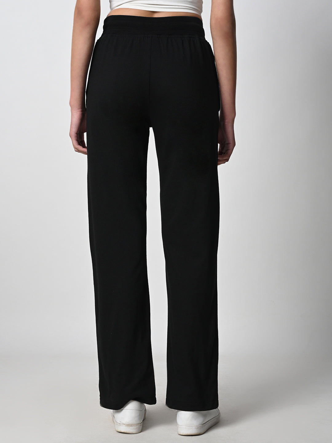Front Slit Black Track Pant for Women.
