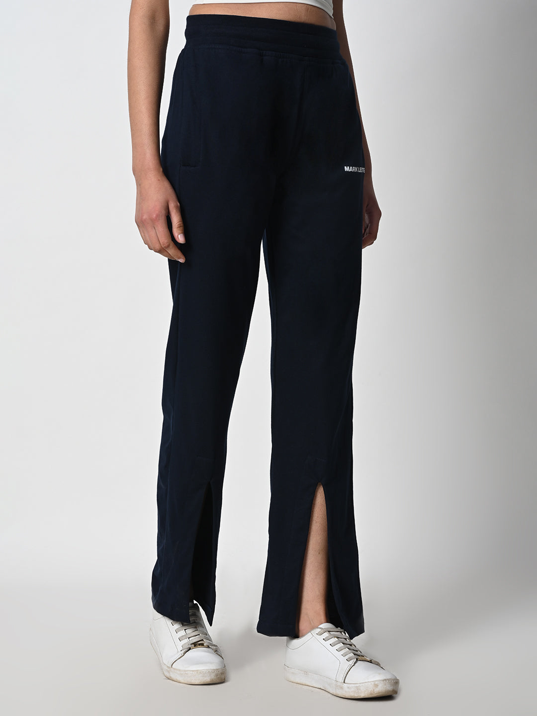 Front Slit Navy Blue Track Pant for Women.