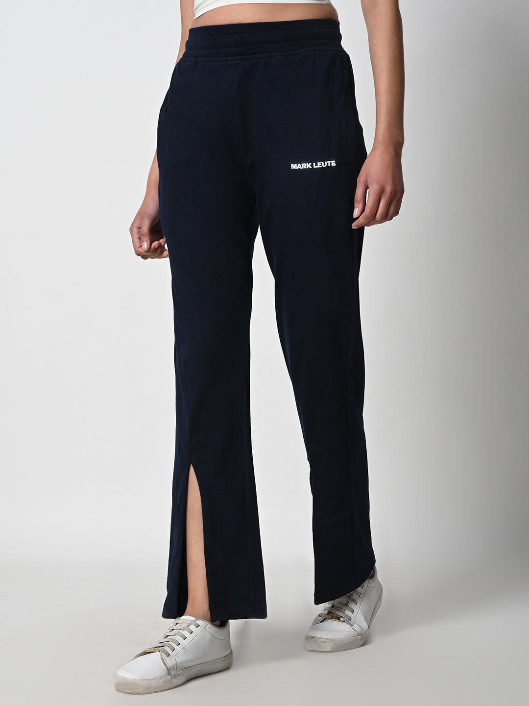 Front Slit Navy Blue Track Pant for Women.