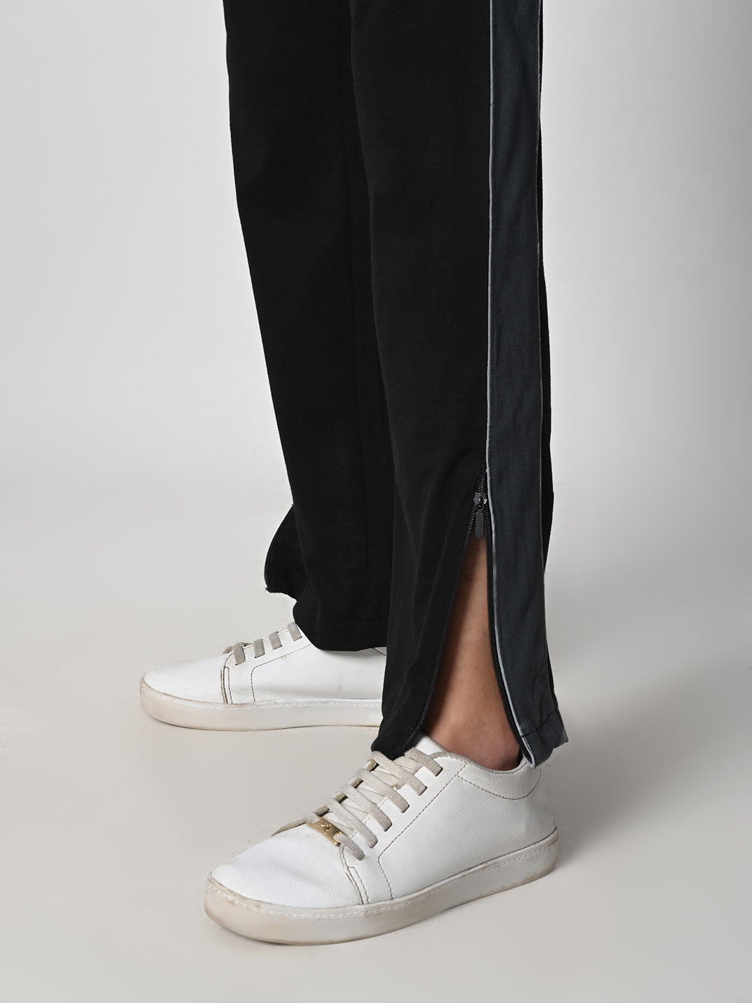 Reflective Side Stripe Cotton Track Pant for Women (Black)