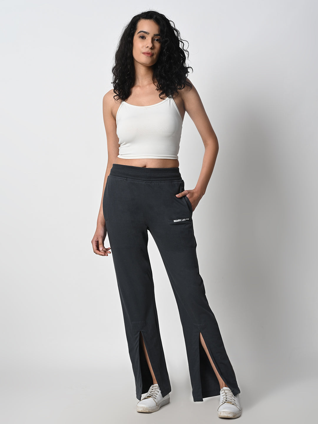 Front Slit Grey Track Pant for Women.