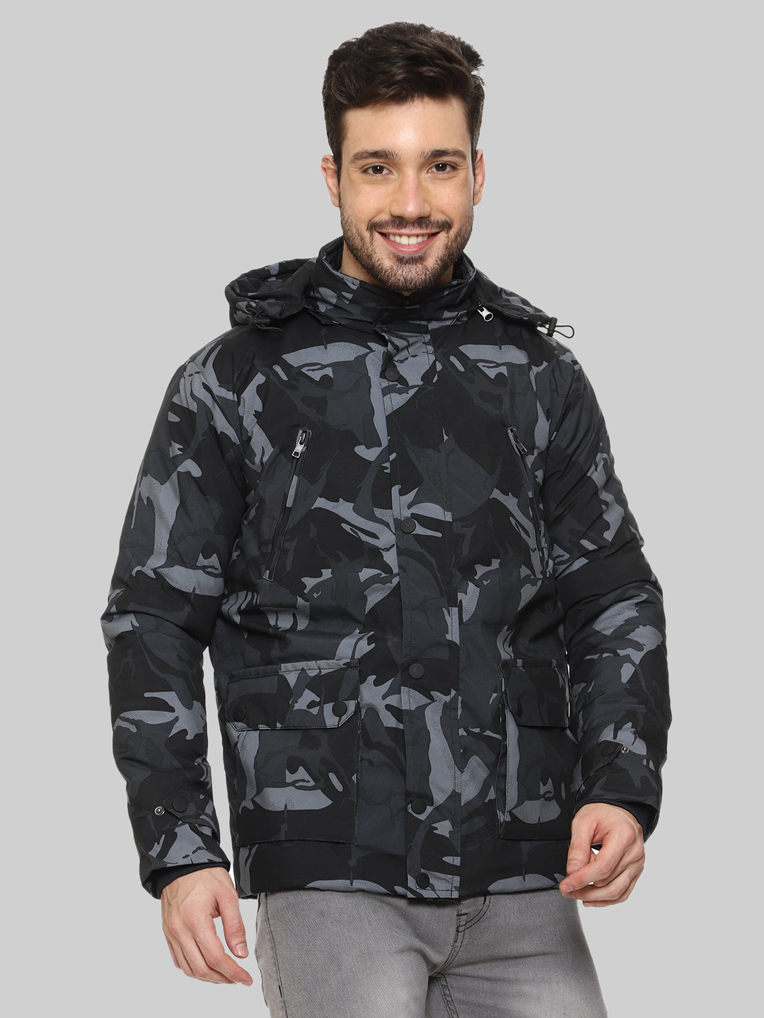 Camouflaged Puffer Jacket For Men