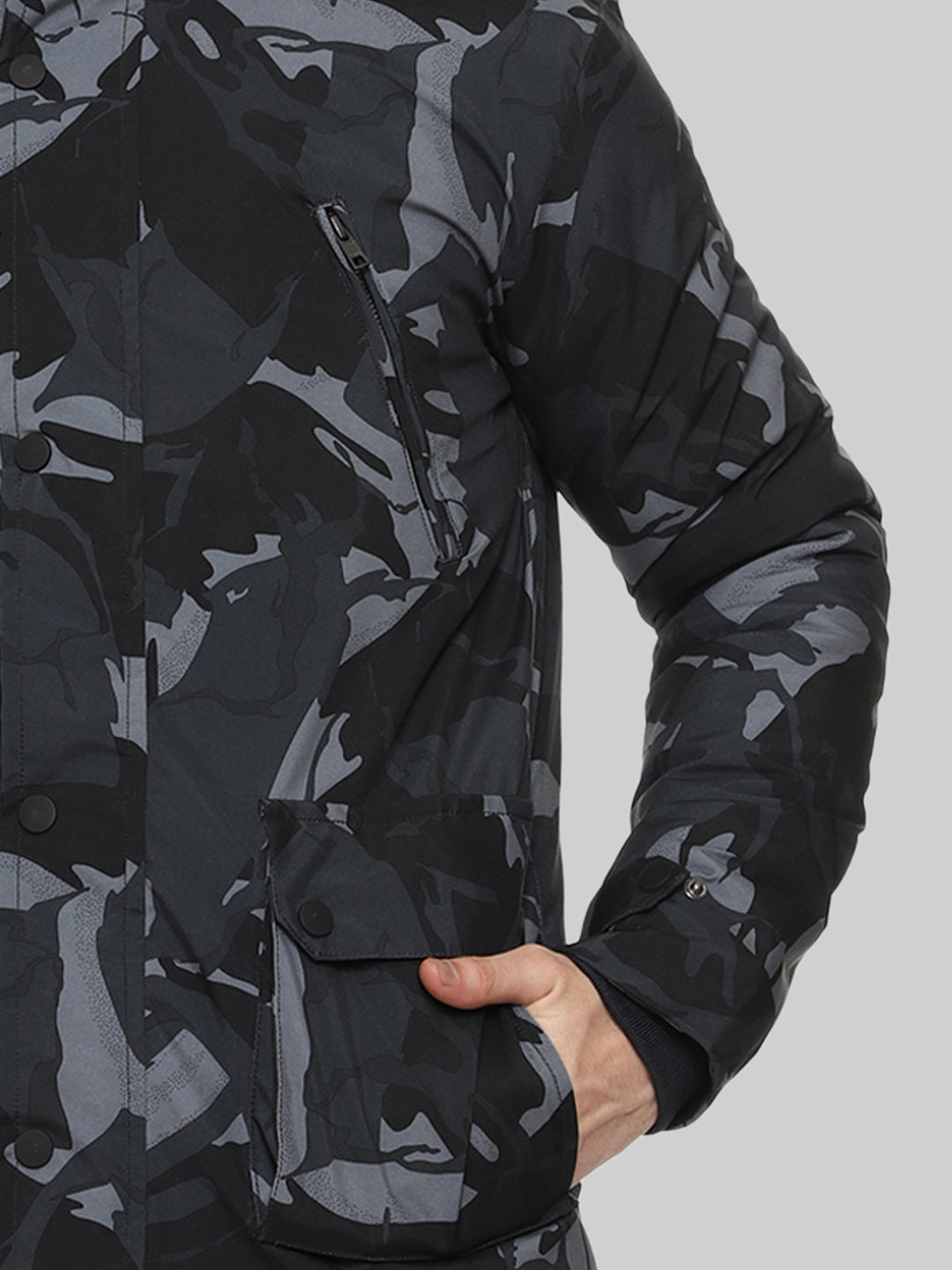 Camouflaged Puffer Jacket For Men