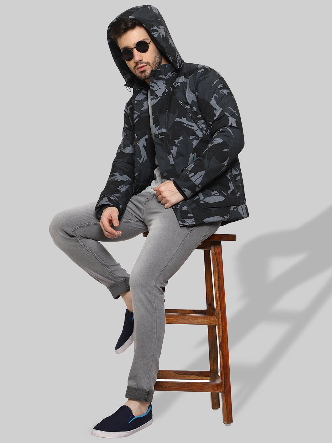 Camouflaged Puffer Jacket For Men