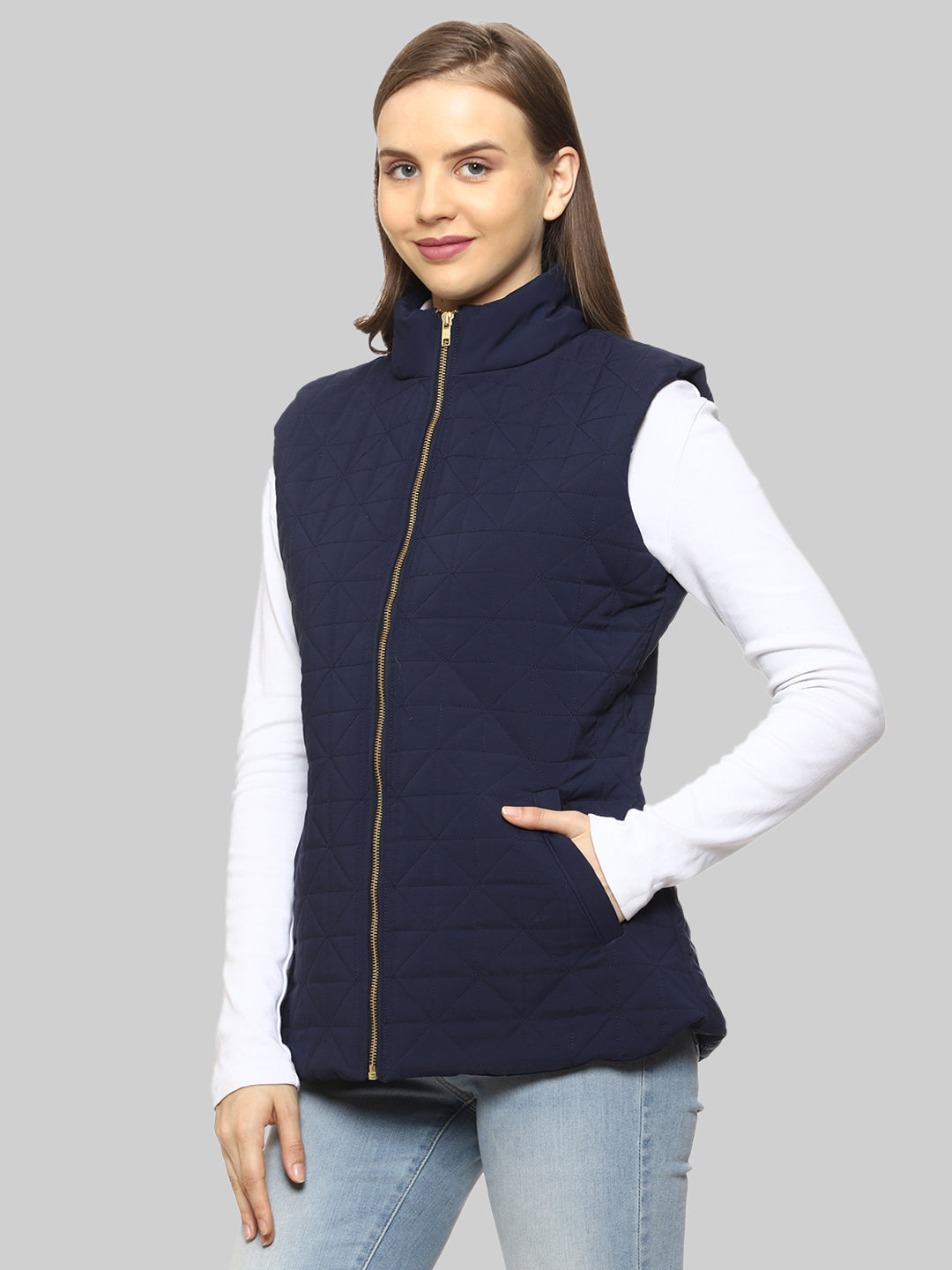 Quilted Sleeveless Jacket For Women