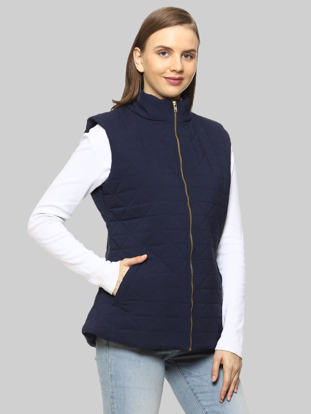Quilted Sleeveless Jacket For Women