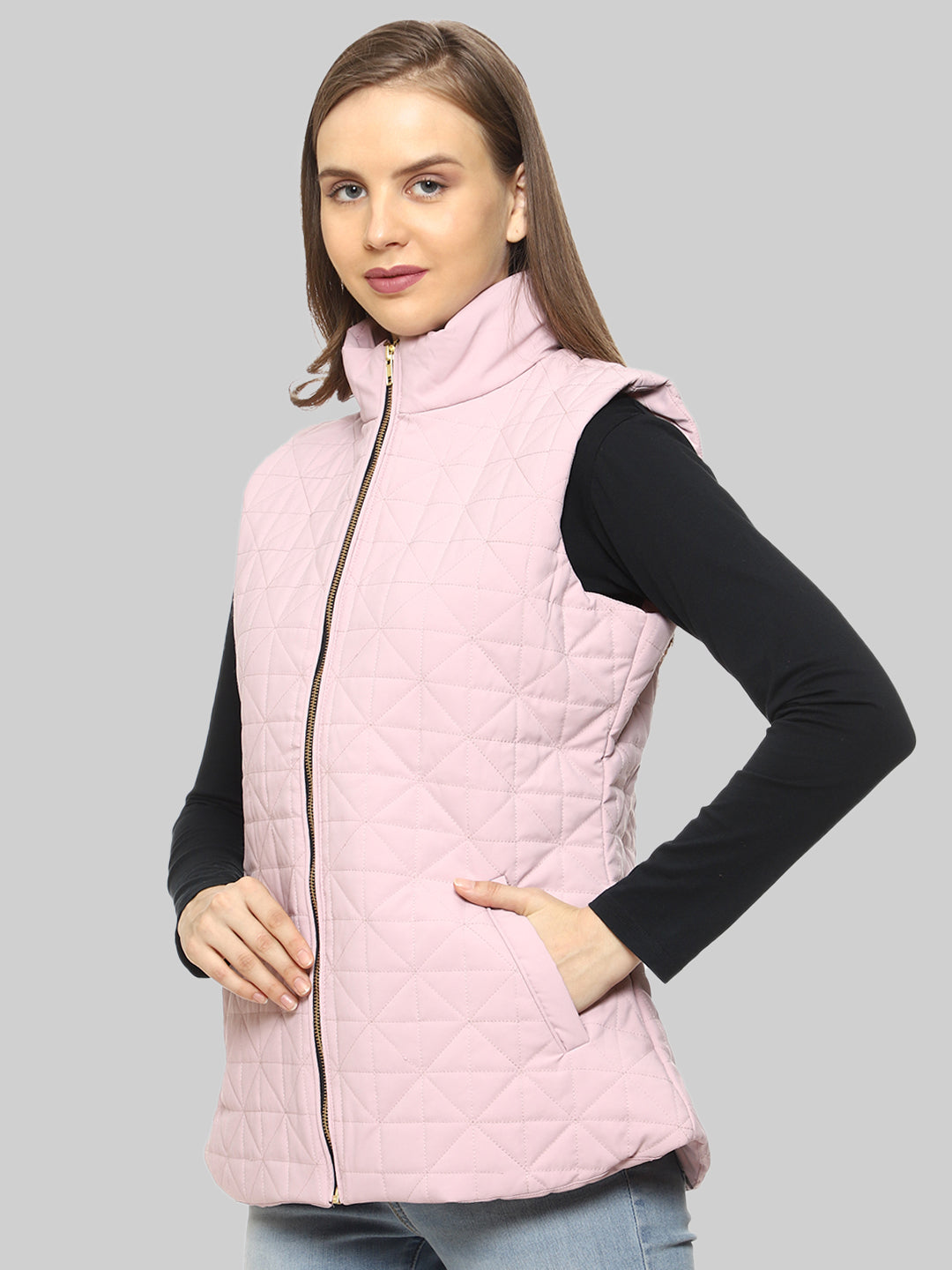 Quilted Sleeveless Jacket For Women