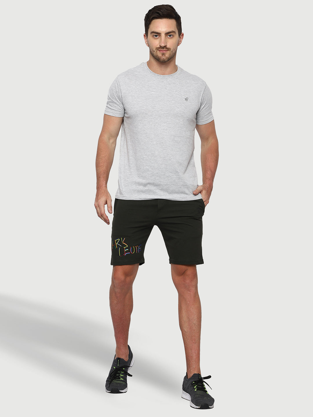 Olive Green Solid Shorts For Men