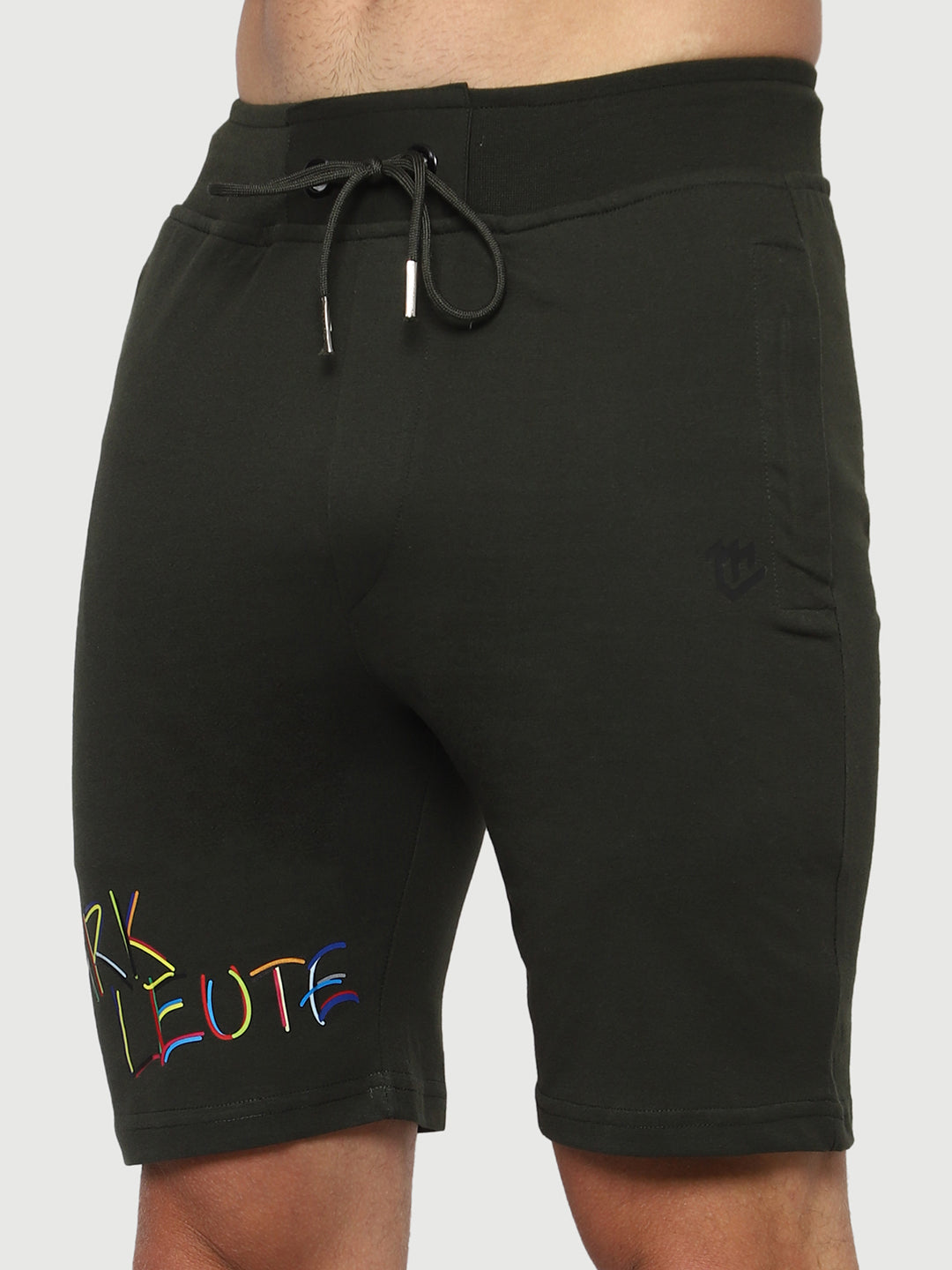 Olive Green Solid Shorts For Men