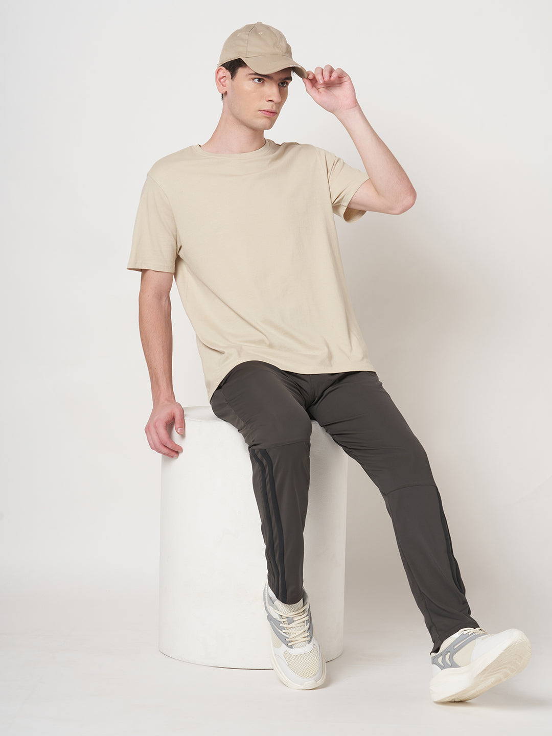 Rapid Dry Black Striped Track Pant for Men (Brown)