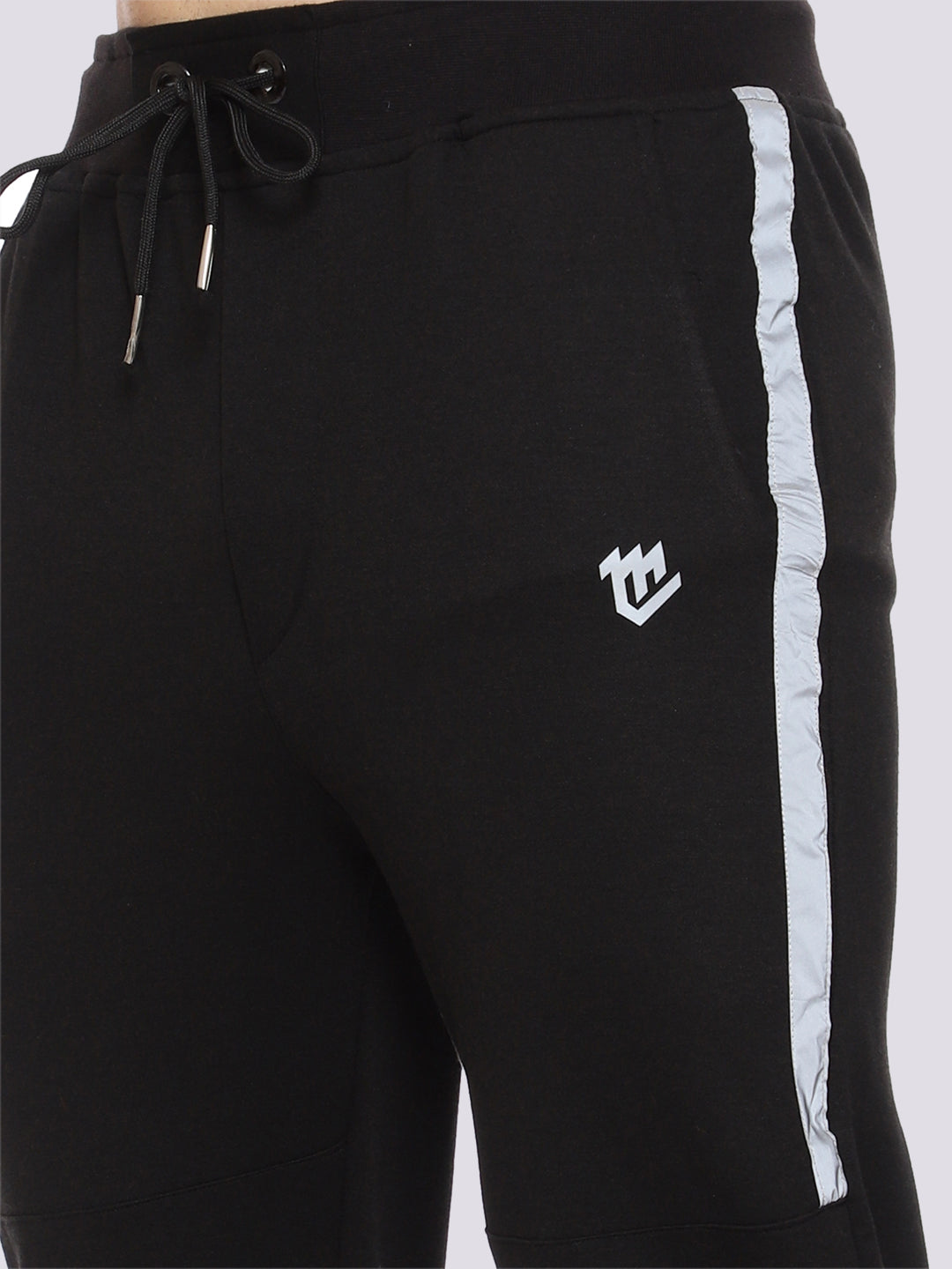Reflective Cotton Track Pant For Men (Black)